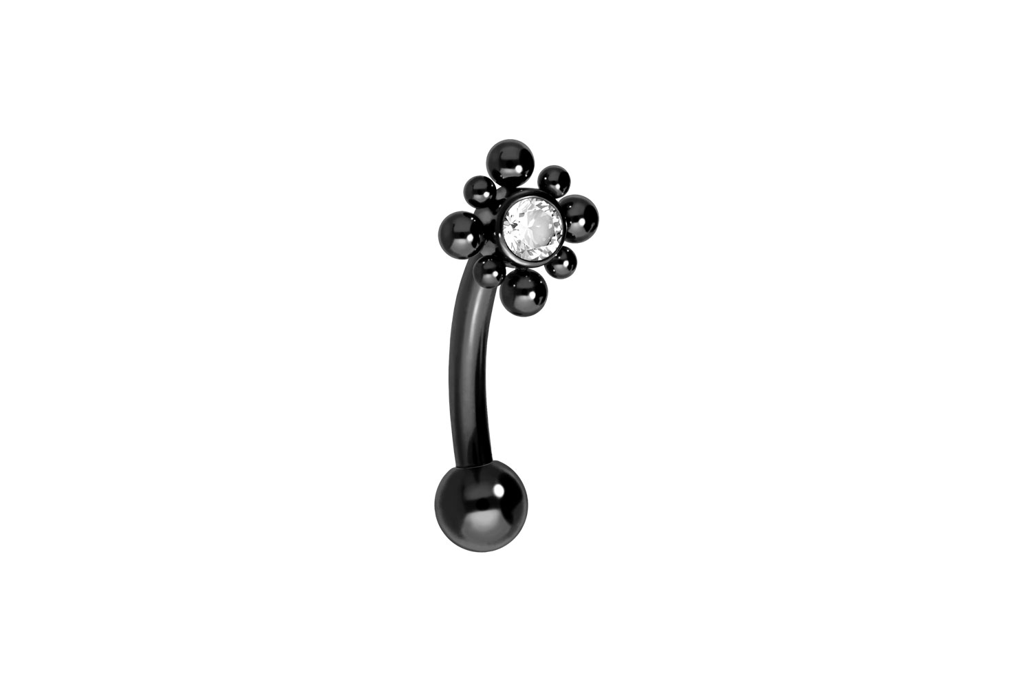 Titan Piercing Banane mit Push Fit KRISTALL + KUGELQUADRAT